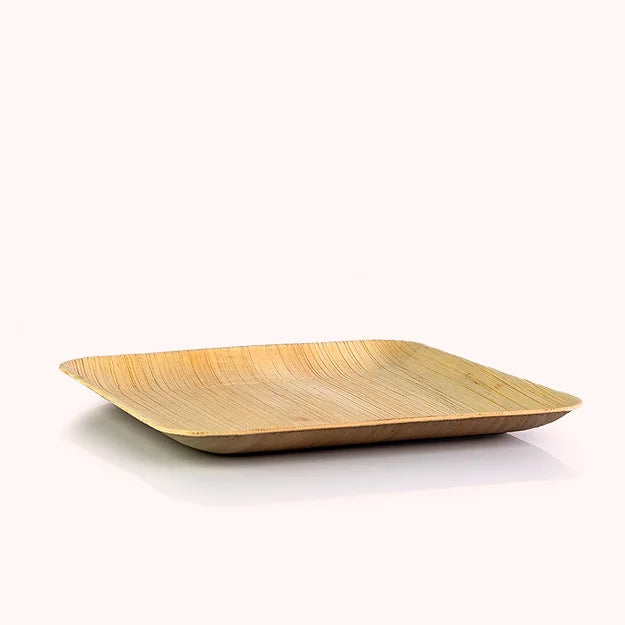 25cm Palm Leaf Square Dinner Plates